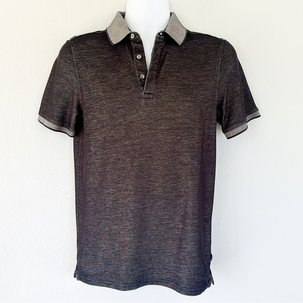 Calvin Klein men’s dark gray contrast trim cotton polo shirt size small